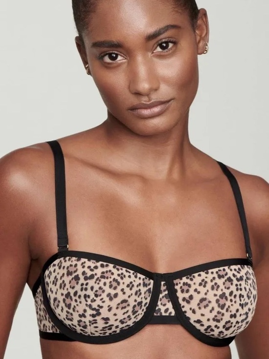 CUUP Other - The Balconette Mesh Underwire Bra in Leopard Print